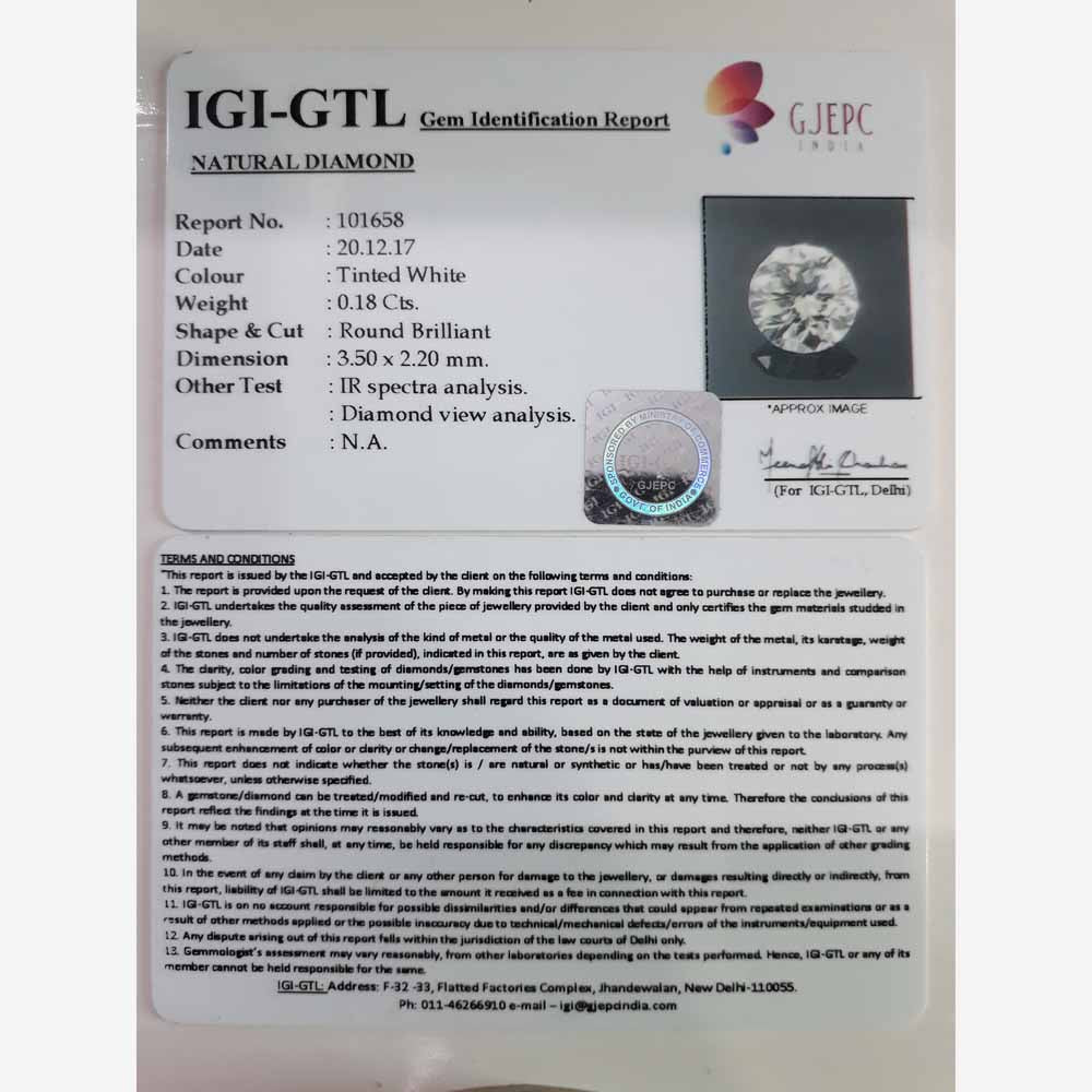 0.18/CT Natural Diamond Gemstone