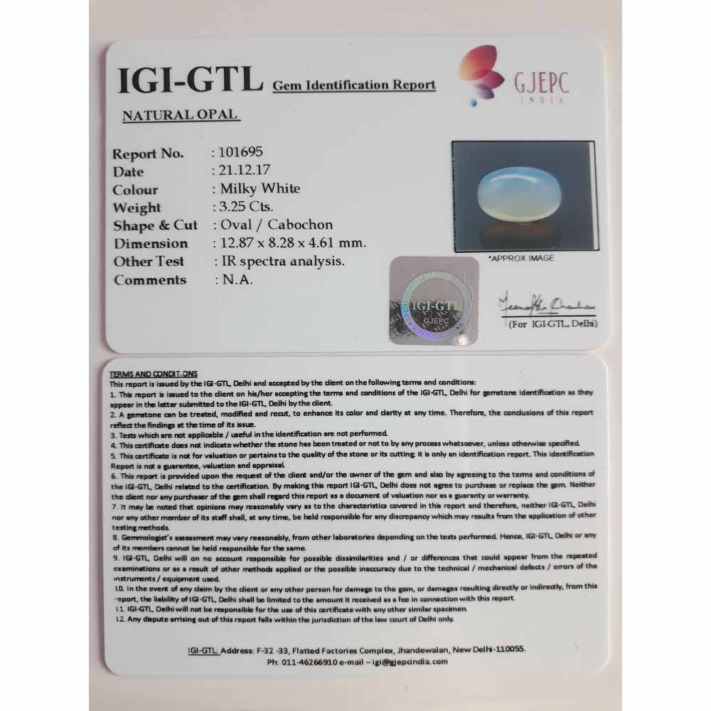 3.61 Ratti Natural fire Opal with Govt. Lab Certificate-(1100)