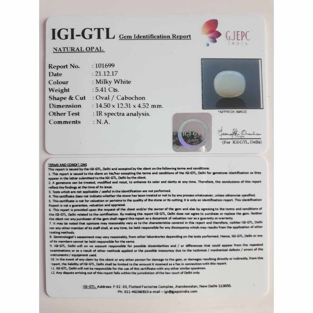 6.01 Ratti Natural fire Opal with Govt. Lab Certificate-(1221)