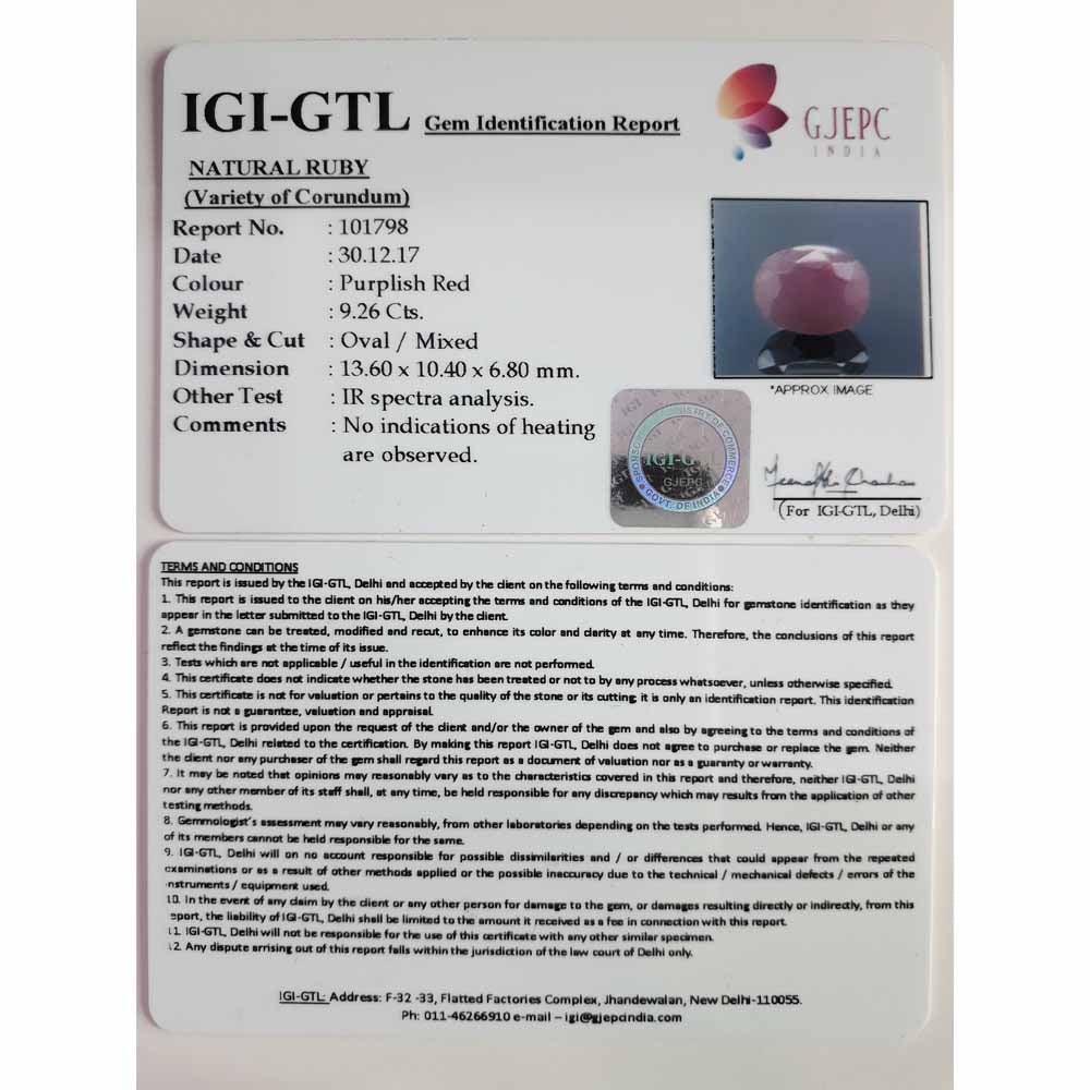 10.29 Ratti Natural Neo Burma Ruby with Govt. Lab Certificate-(2331)