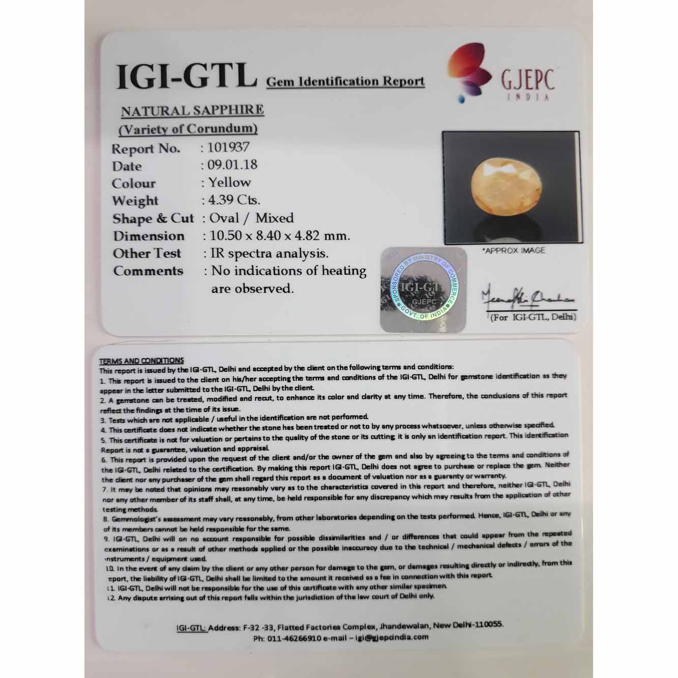 4.88 Ratti Natural yellow sapphire with Govt Lab Certificate-(4551)