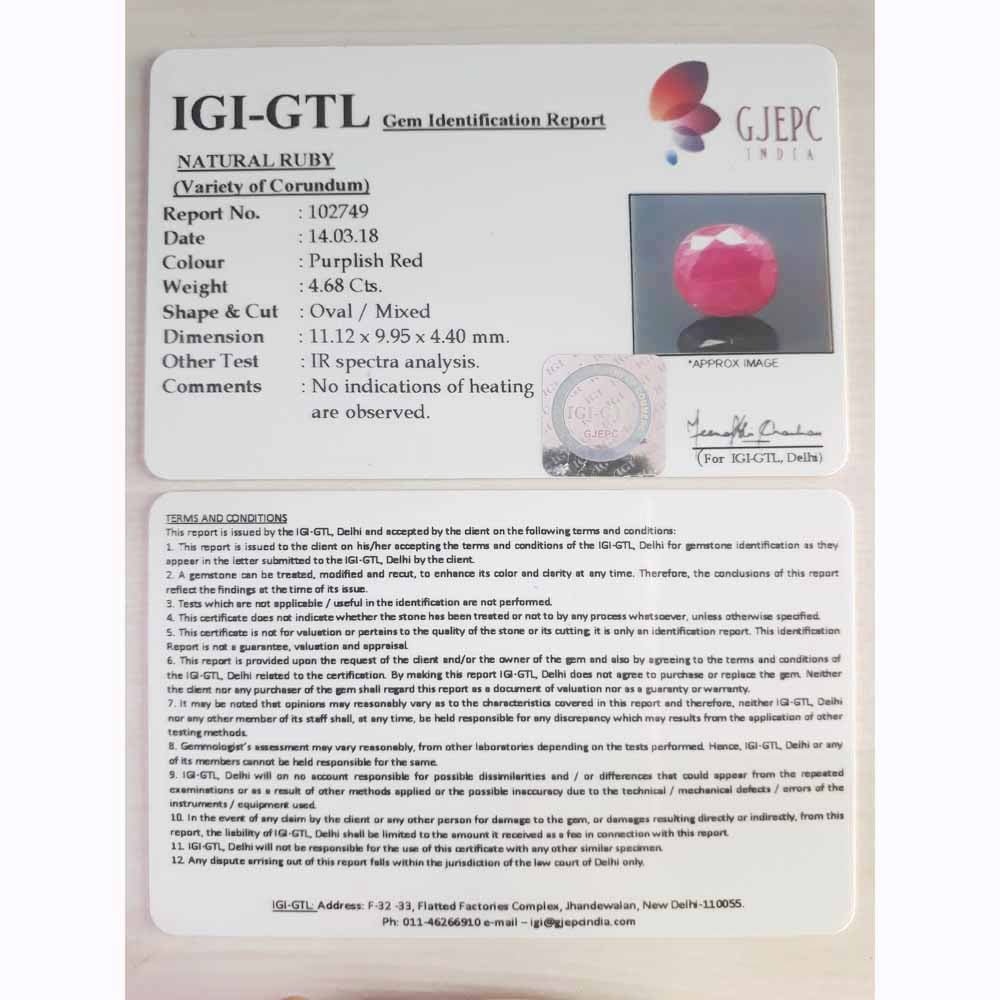 5.20 Ratti Natural Mozambique Ruby with Govt. Lab Certificate-(23310)