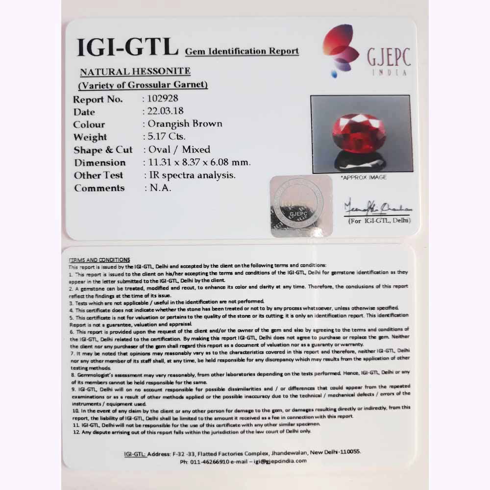 5.17/CT Natural Govt. Lab Certified Ceylonese Gomed-(102928)