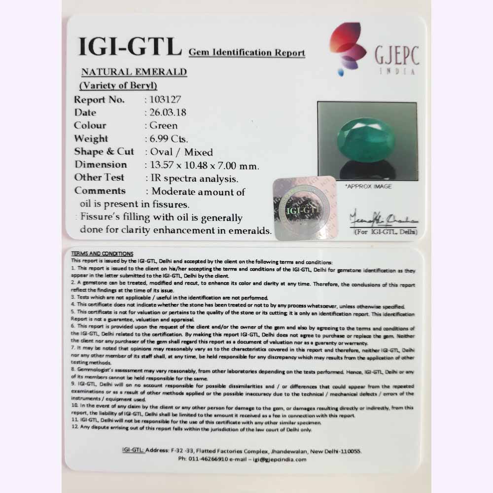 Natural Panna Stone with Lab Certificate (8991)