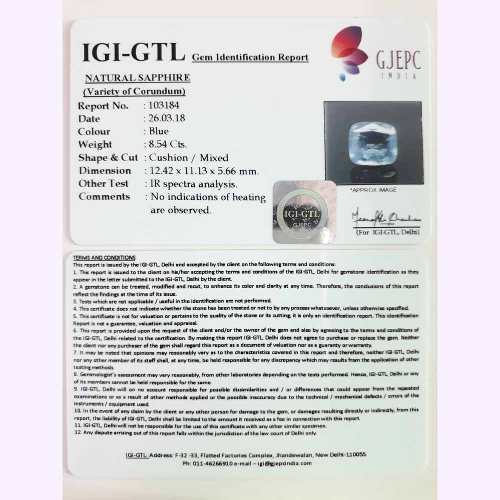 8.54/CT Natural Neelam with Govt Lab Certificate-BLUSA9V