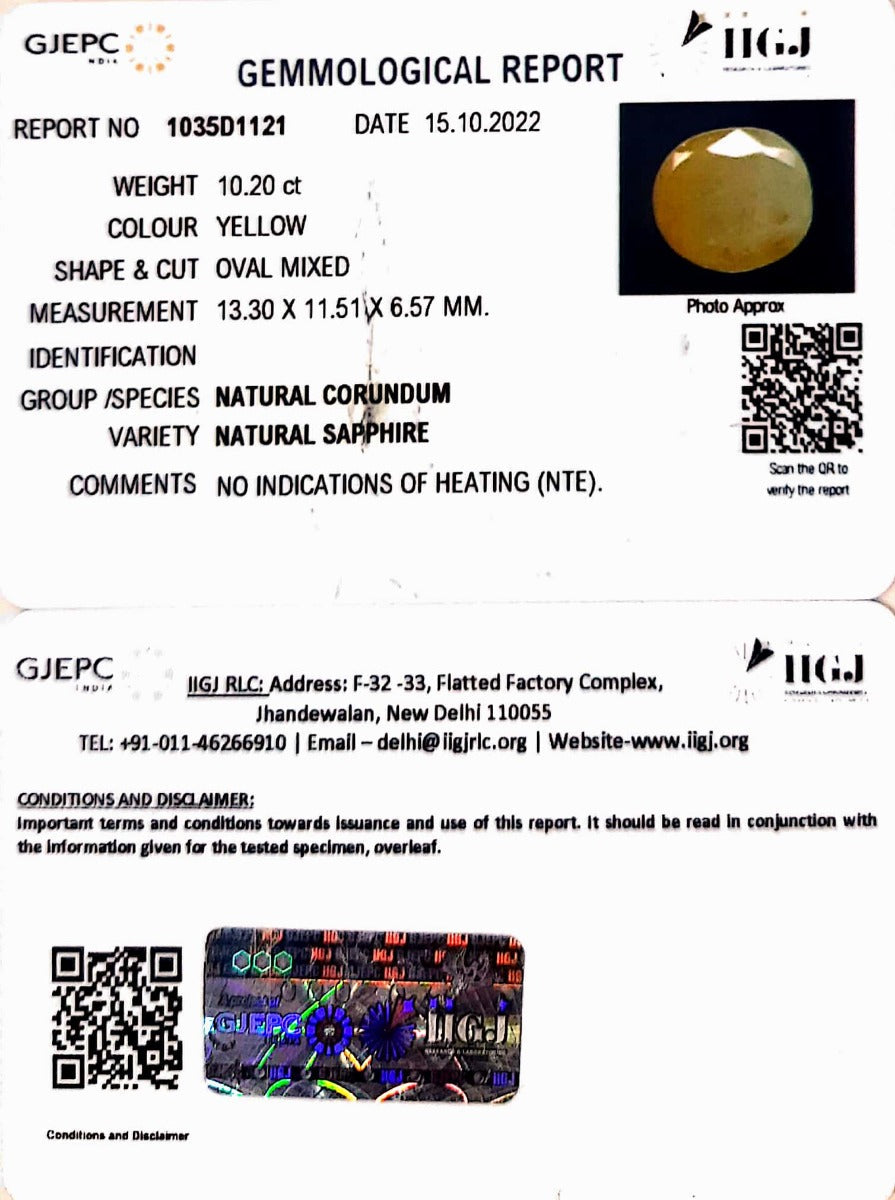 10.20/CT Natural Ceylonese Pukhraj Stone with Govt Lab Certificate-4551