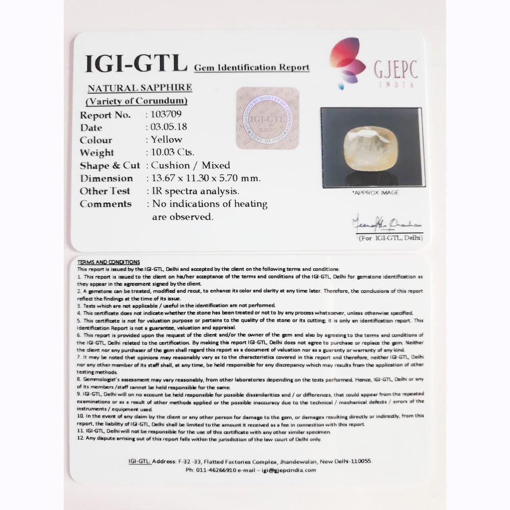 11.14 Ratti yellow sapphire with Govt Lab Certificate-(6771)