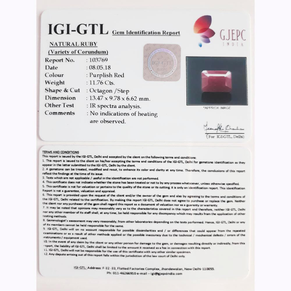 13.07 Ratti Natural New Burma Ruby with Govt. Lab Certificate-(2331)