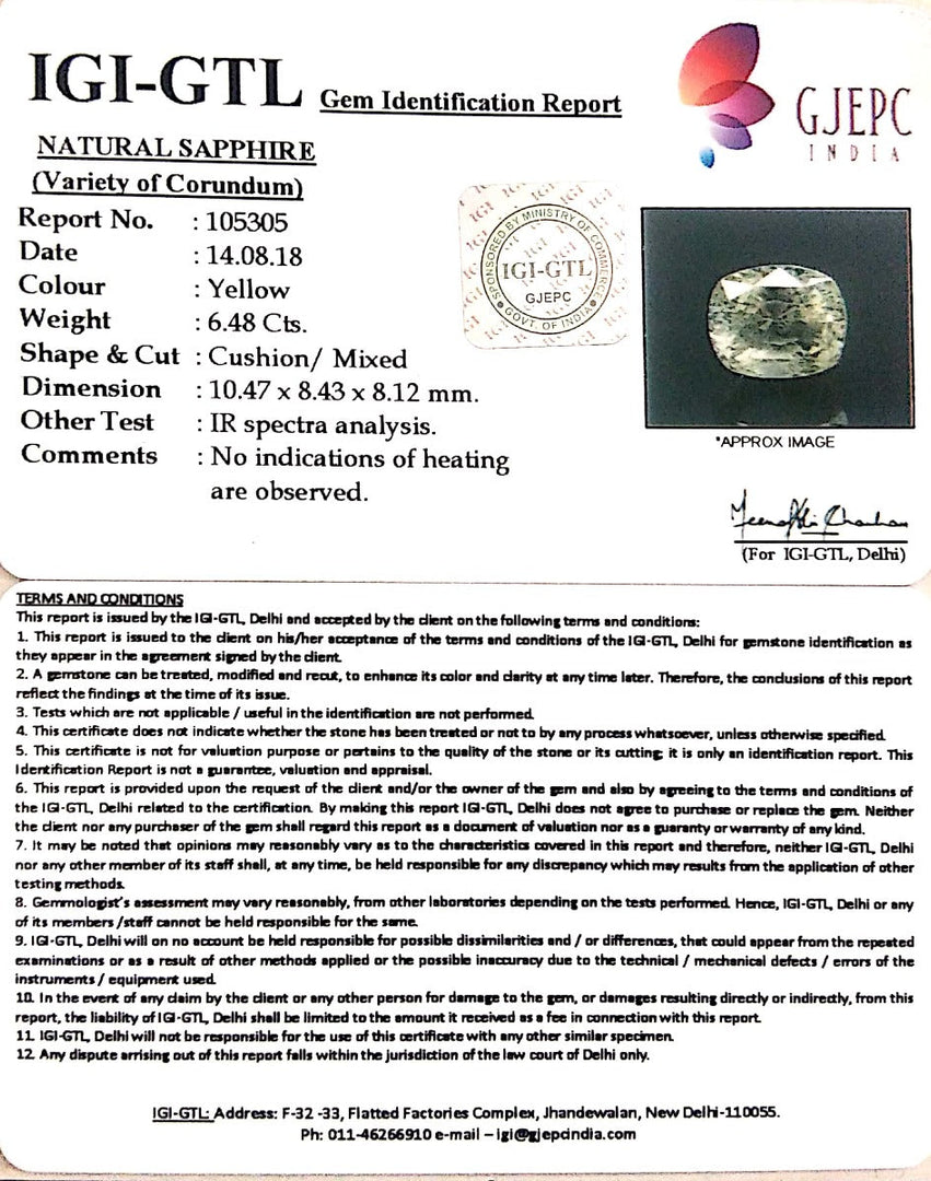 6.48/CT Natural Ceylonese Pukhraj with Govt Lab Certificate-67710