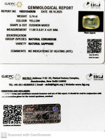 Load image into Gallery viewer, 5.74/CT Natural Yellow Sapphire With Govt Lab Certificate (12210)