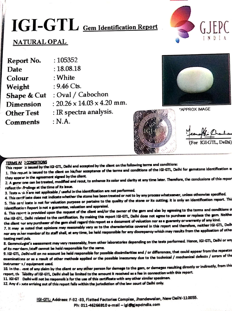 10.51 Ratti Natural Opal with Govt. Lab Certificate-(610)
