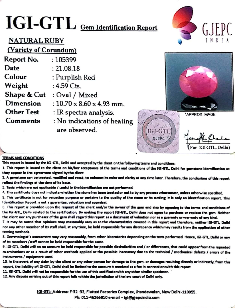 5.10 Ratti Natural Mozambique Ruby with Govt. Lab Certificate