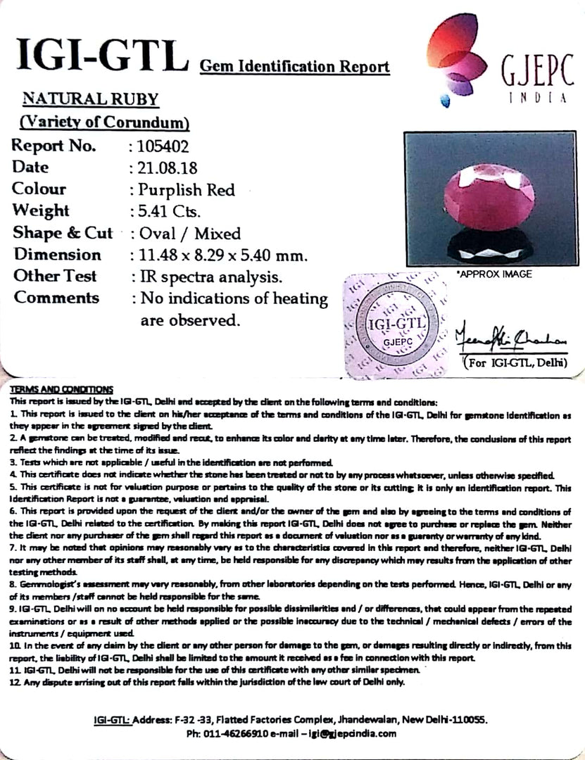 6.01 Ratti Natural Mozambique Ruby with Govt. Lab Certificate-7881