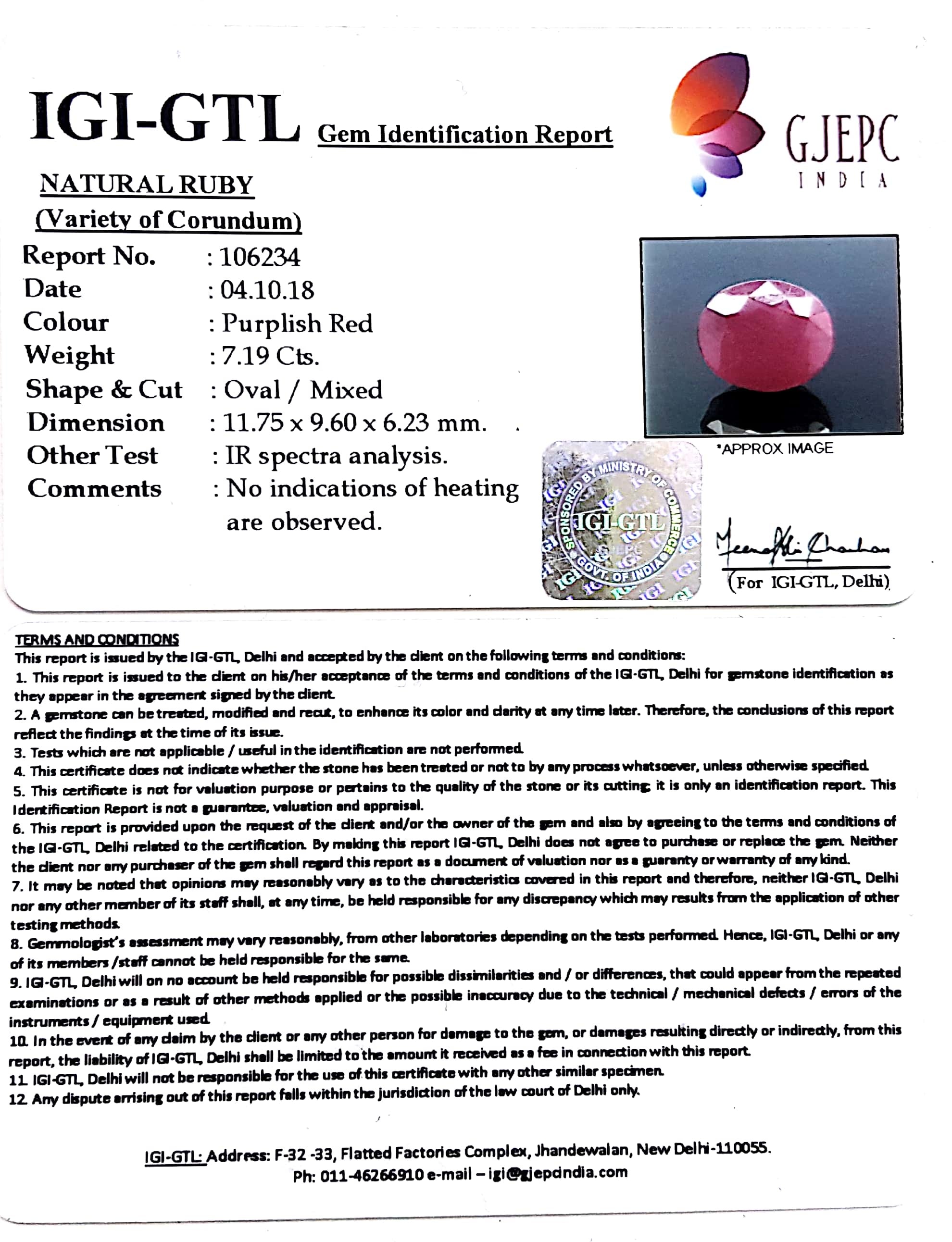 7.99 Ratti Natural Neo Burma Ruby with Govt Lab Certificate-(2331)