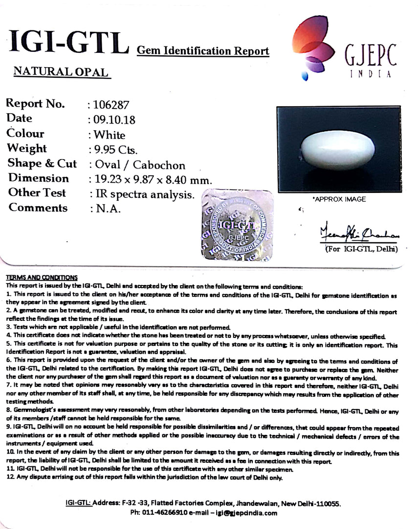 11.06 Ratti Natural fire Opal with Govt.Lab Certificate (550)