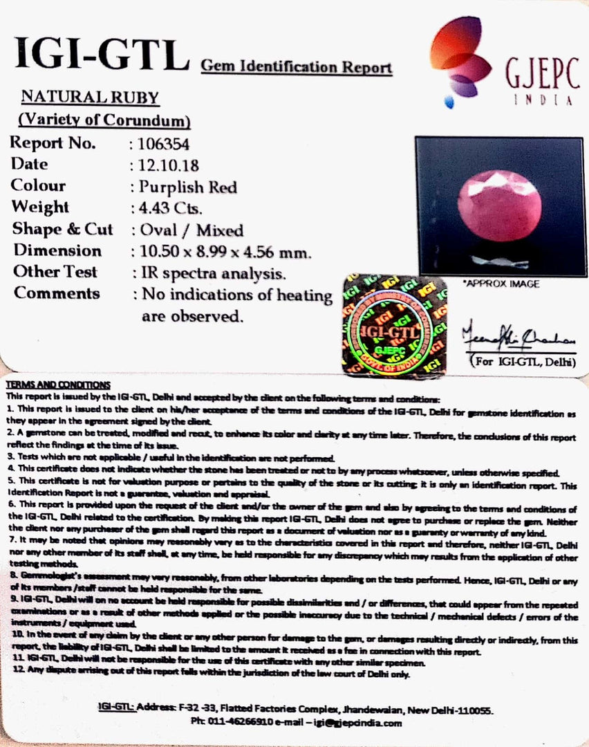 4.91 Ratti Natural Neo Burma Ruby with Govt. Lab Certificate-(5661)