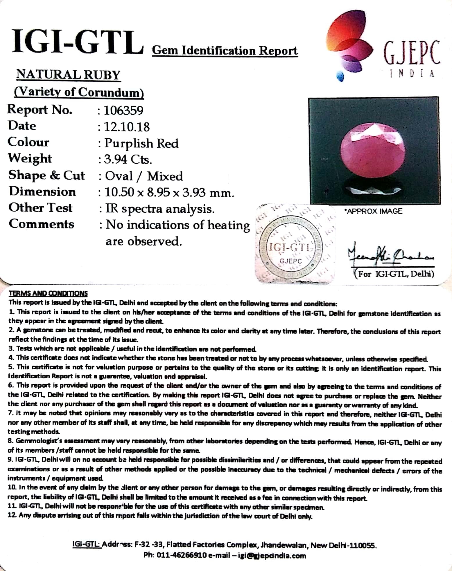 4.38 Ratti Natural Neo Burma Ruby with Govt Lab Certificate-(4551)