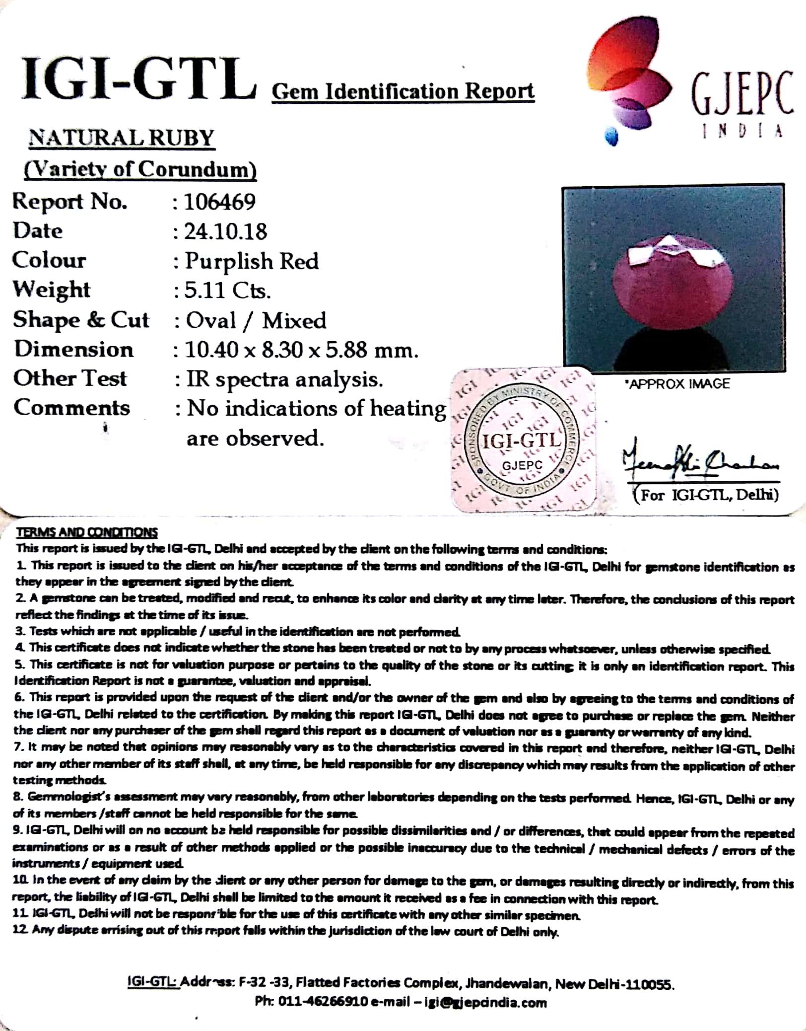 5.68 Ratti Natural Neo Burma Ruby with Govt Lab Certificate-(3441)