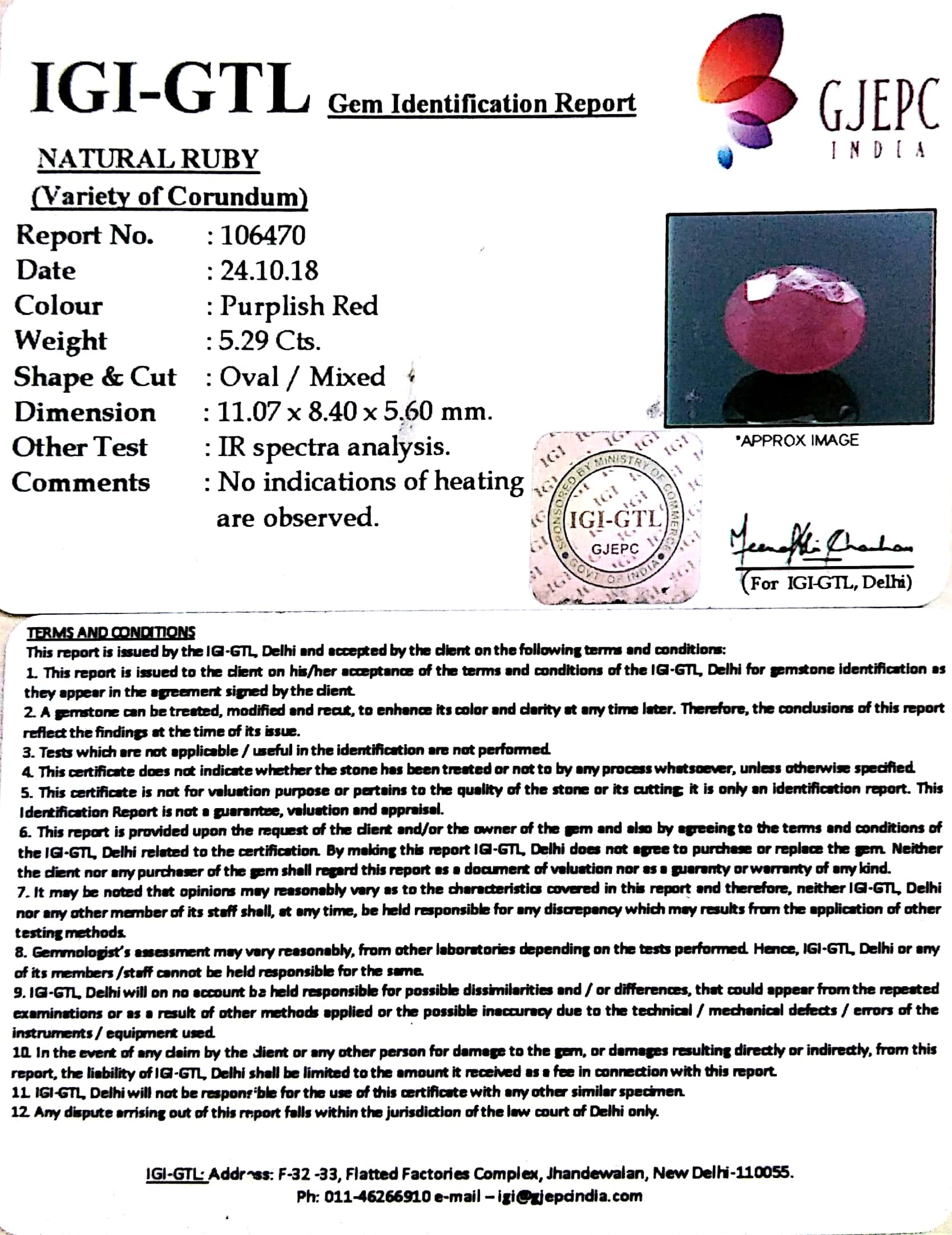 5.88 Ratti Natural Neo Burma Ruby with Govt Lab Certificate-(5661)