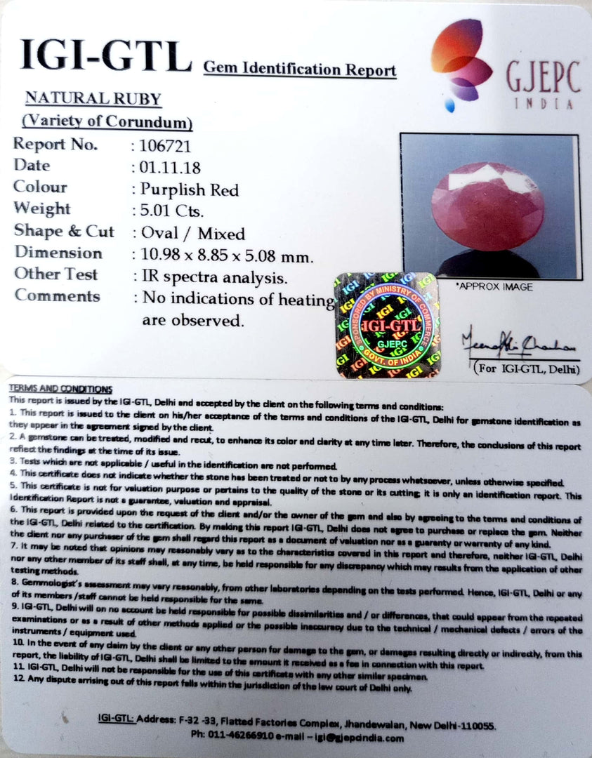 5.66 Ratti Natural Neo Burma Ruby with Govt. Lab Certificate-(3441)