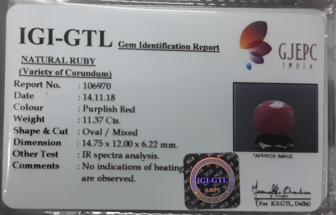 12.63 Ratti Natural Neo Burma Ruby with Govt Lab Certificate-(3441)