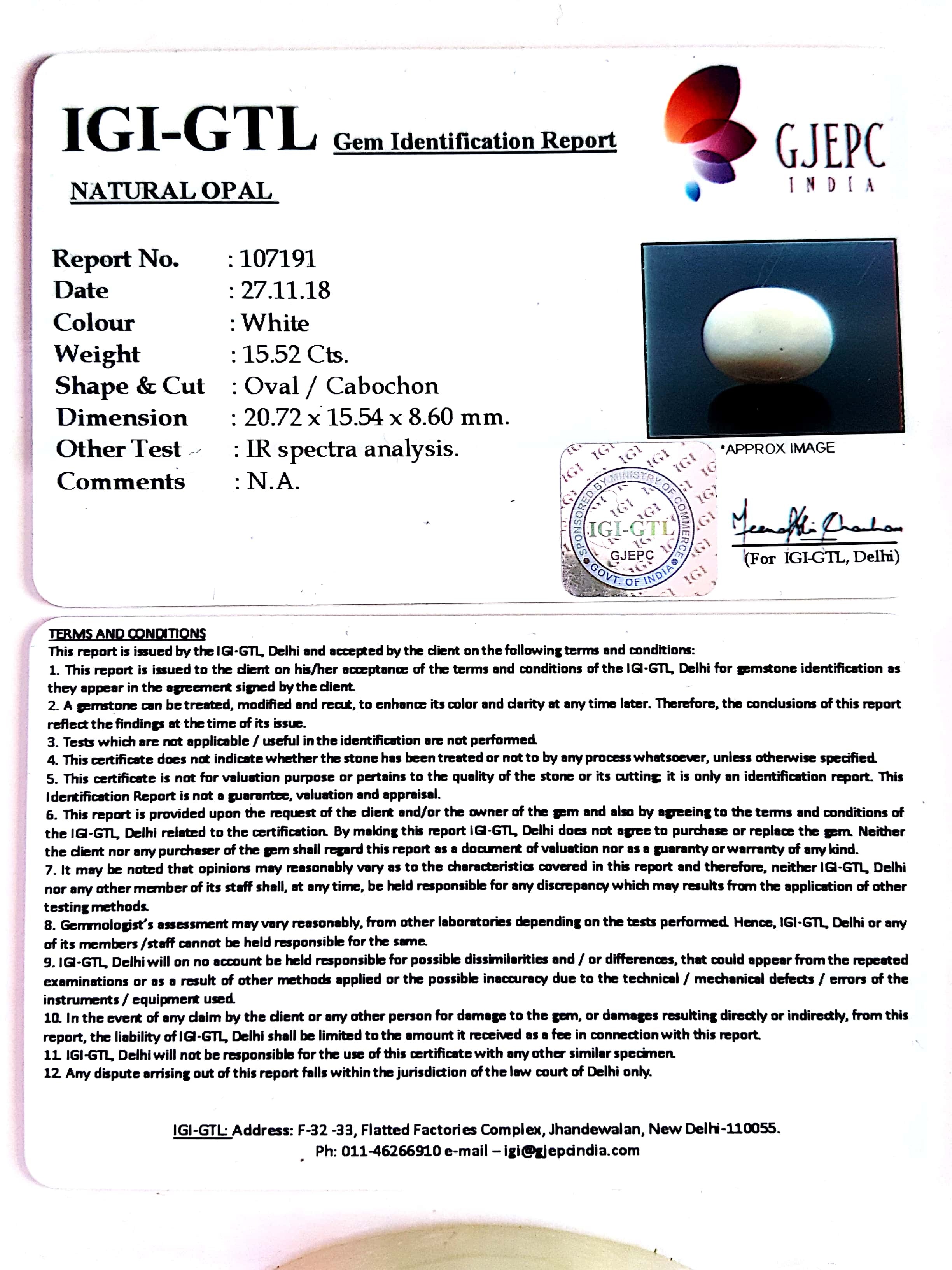 17.24 Ratti Natural fire Opal with Govt. Lab Certificate-(610)