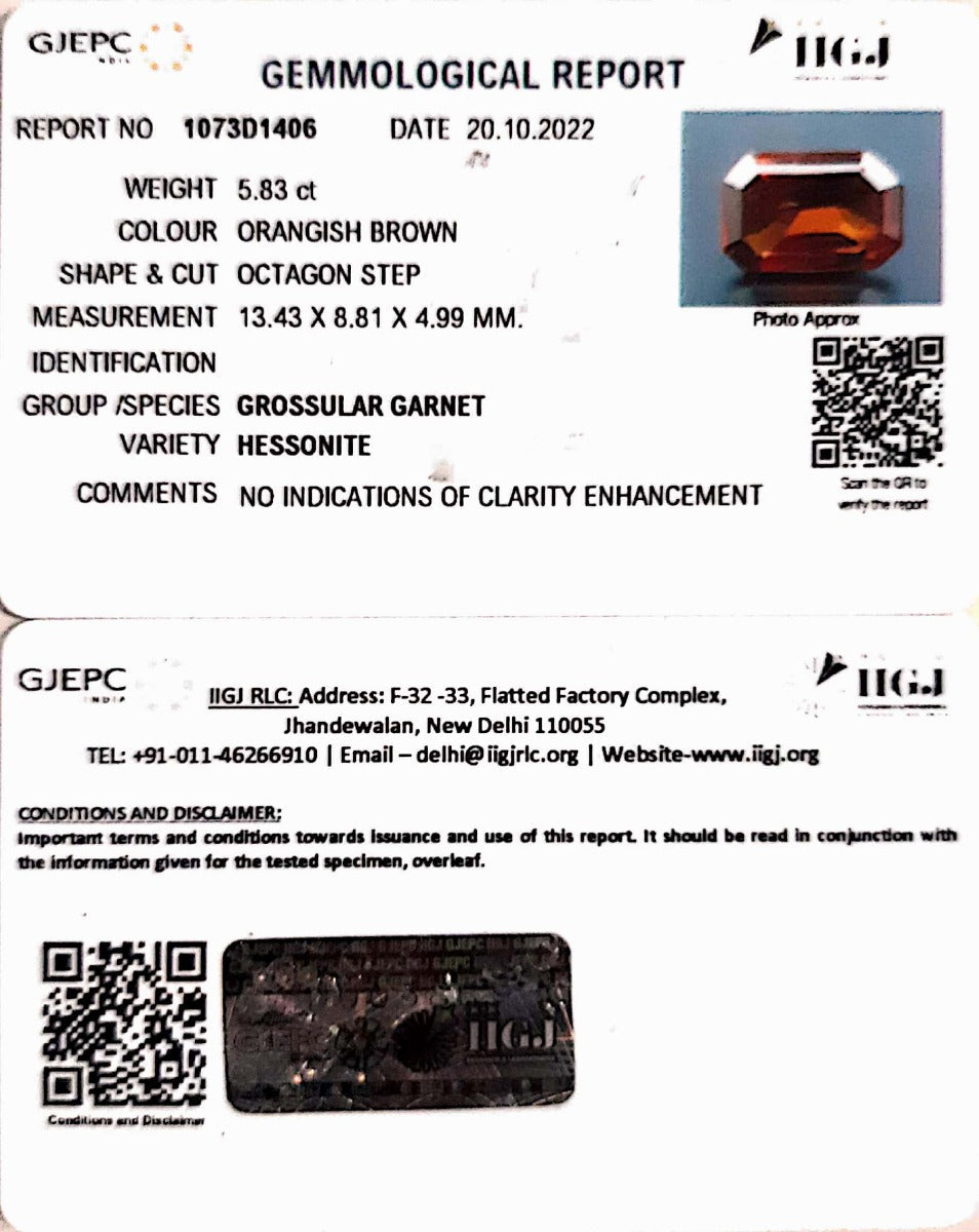 5.83/CT Natural Govt. Lab Certified Ceylonese Gomed-(1073D1406)