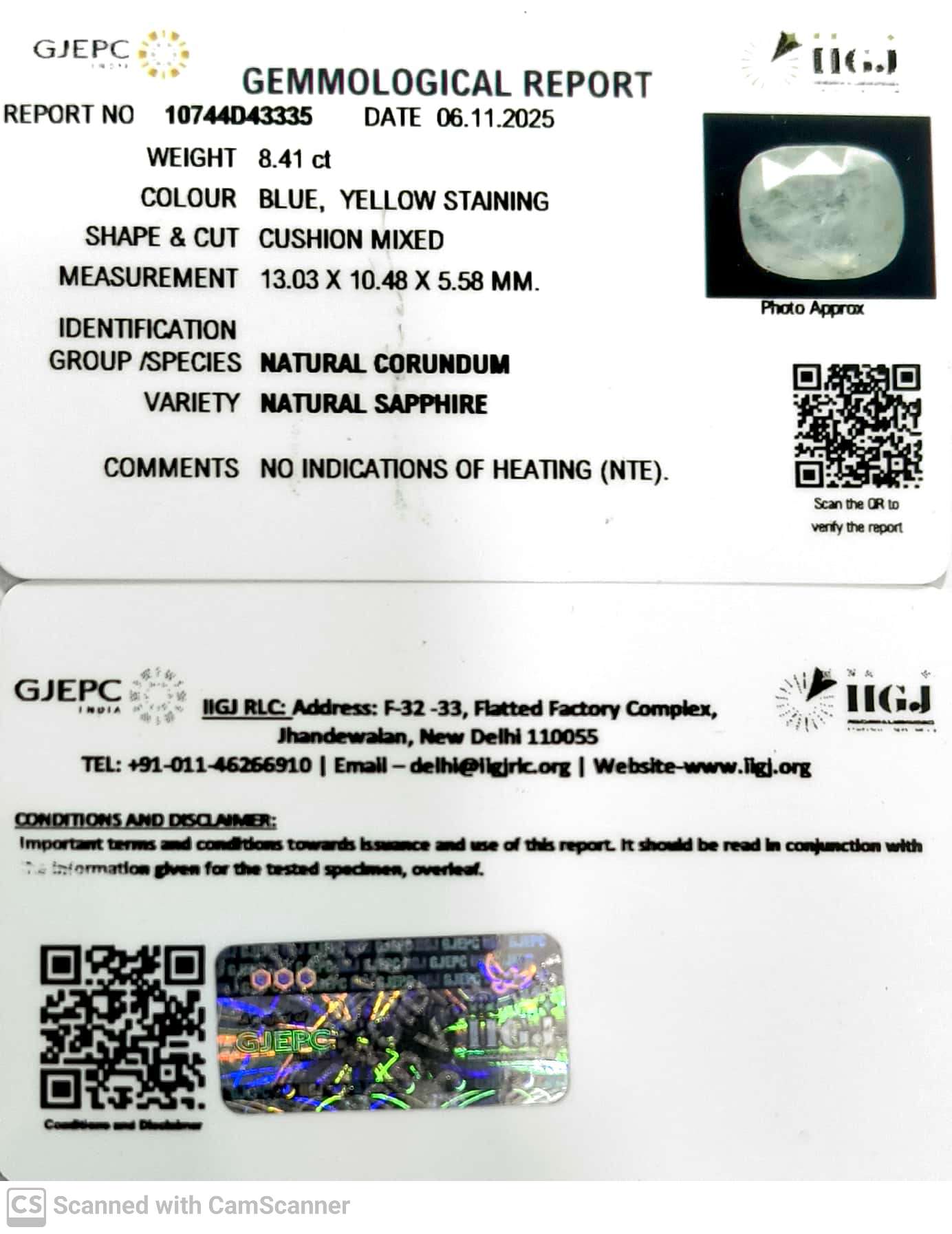 8.41/CT Natural Pitambari Stone with Govt Lab Certificate (4551)