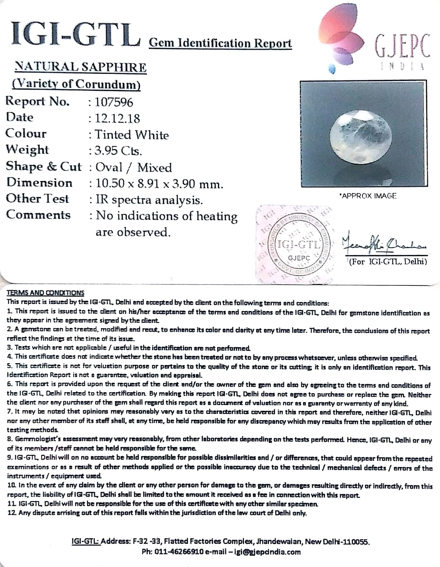 4.39 Ratti Natural White Sapphire with Govt Lab Certificate-(4551)