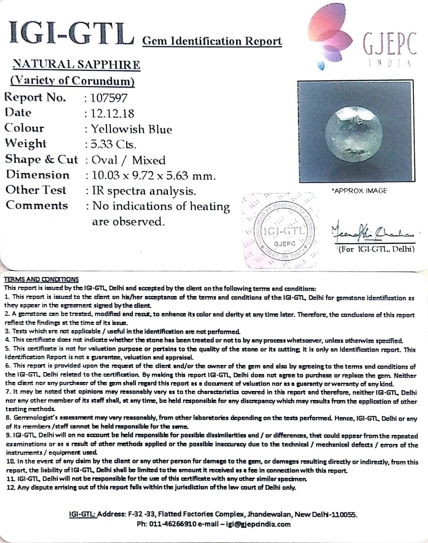 5.72 Ratti Natural White sapphire with Govt Lab Certificate-(6771)