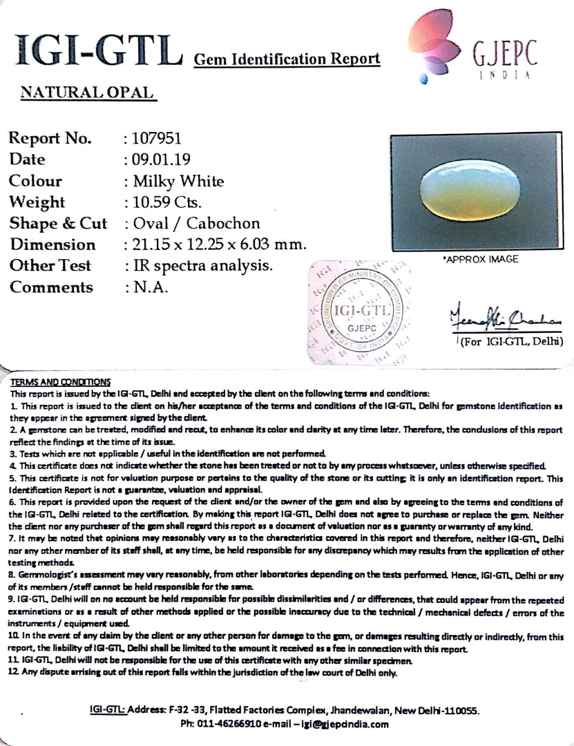 11.77 Ratti Natural fire Opal with Govt. Lab Certificate-(610)