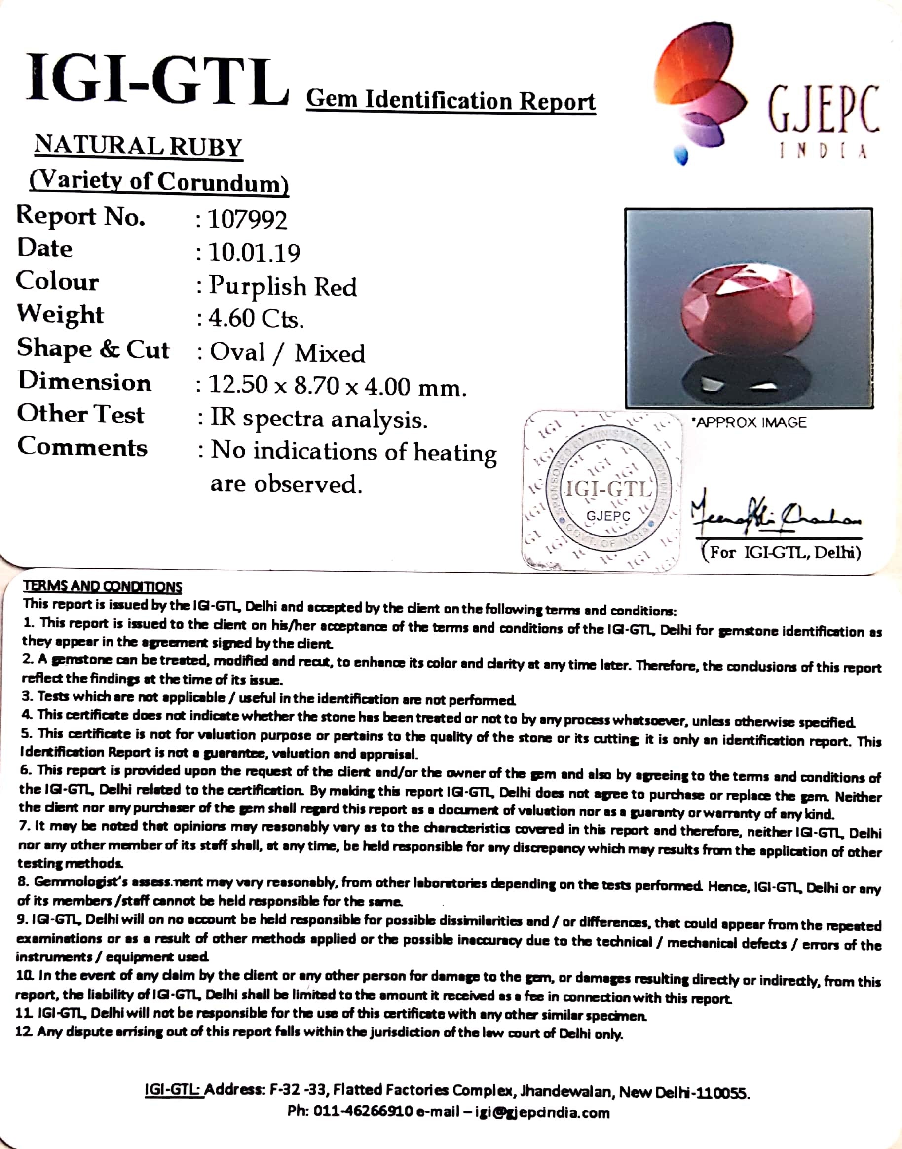5.11 Ratti Natural Neo Burma Ruby with Govt Lab Certificate-(3441)