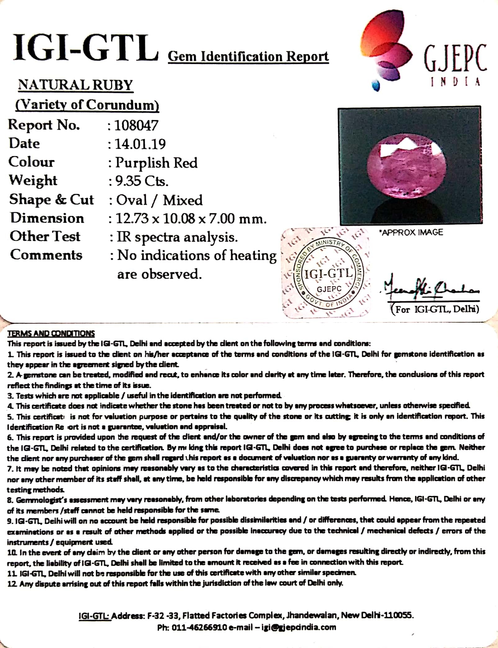10.39 Ratti Natural Neo Burma Ruby with Govt Lab Certificate-(5661)