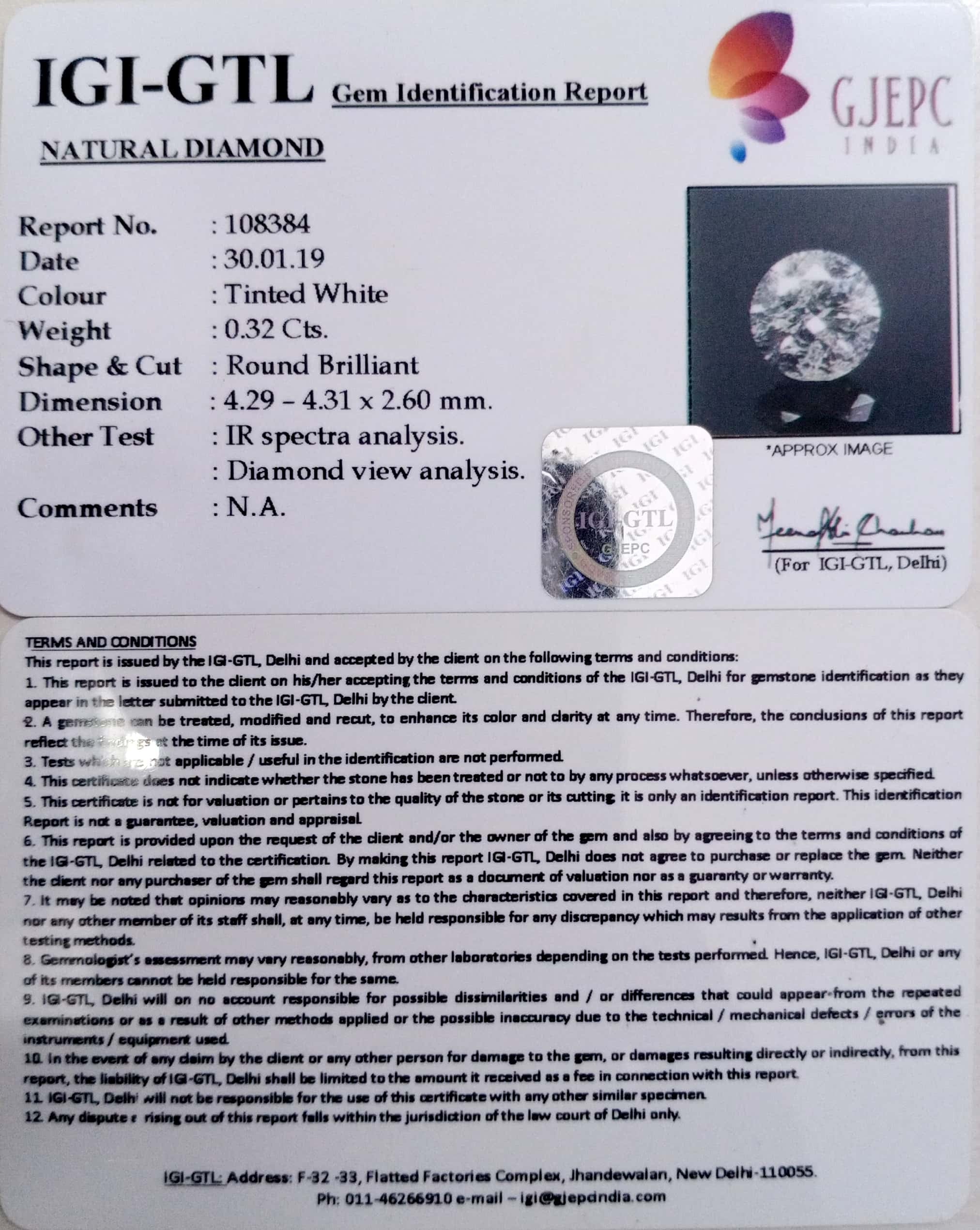 0.32/CT Natural Diamond Gemstone