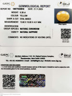 Load image into Gallery viewer, 6.38/CT Natural Yellow Sapphire With Govt Lab Certificate (1221)