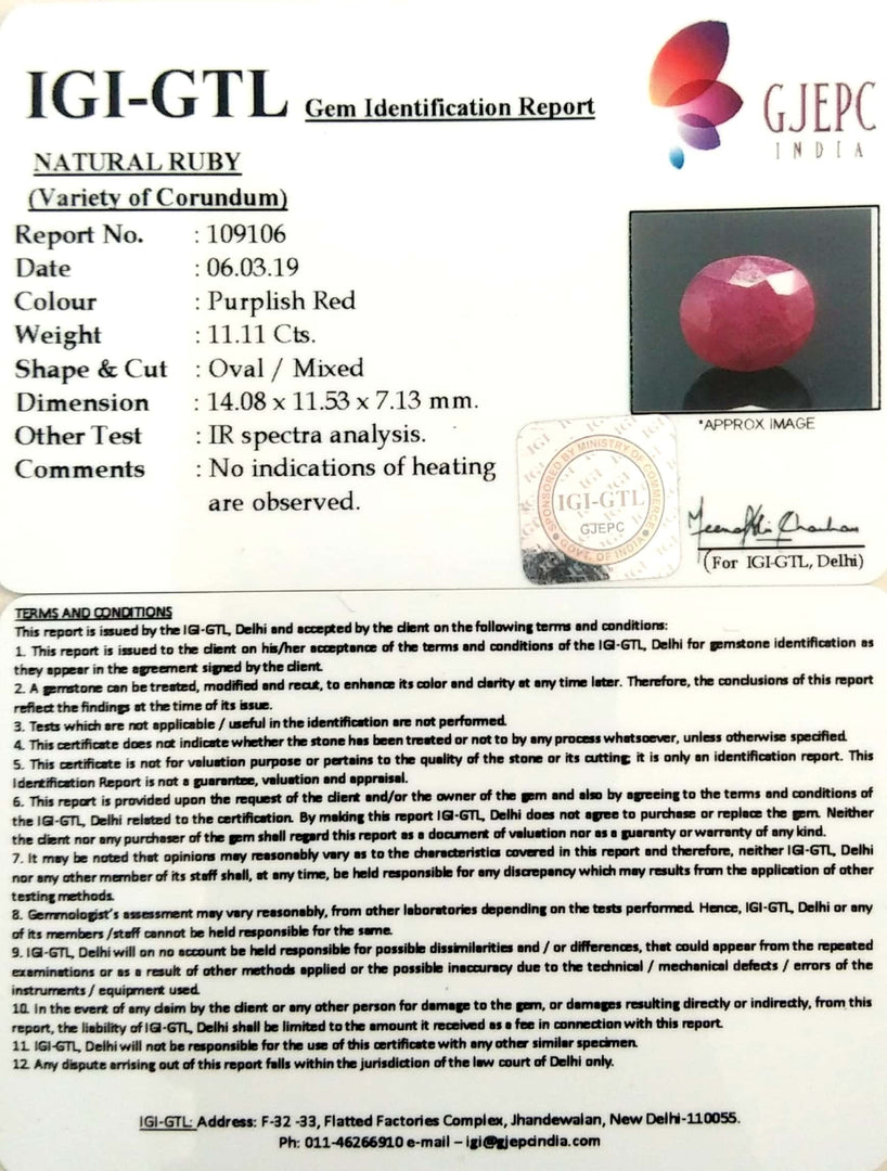 12.34 Ratti Natural Neo Burma Ruby with Govt. Lab Certificate-(3441)