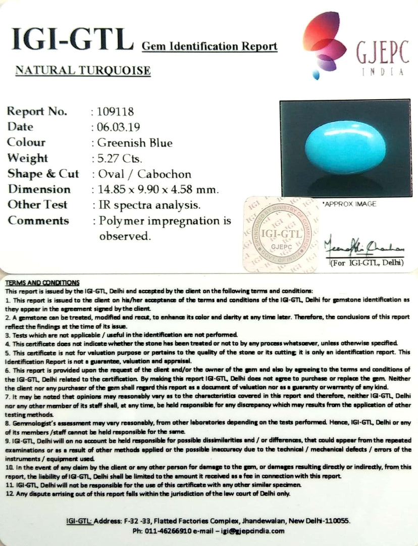5.86 Ratti turquoise With Govt. Lab Certificate-(610)