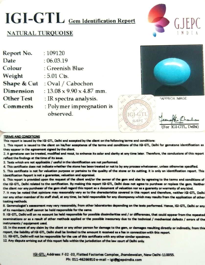 5.67 Ratti turquoise With Govt. Lab Certificate-(610)