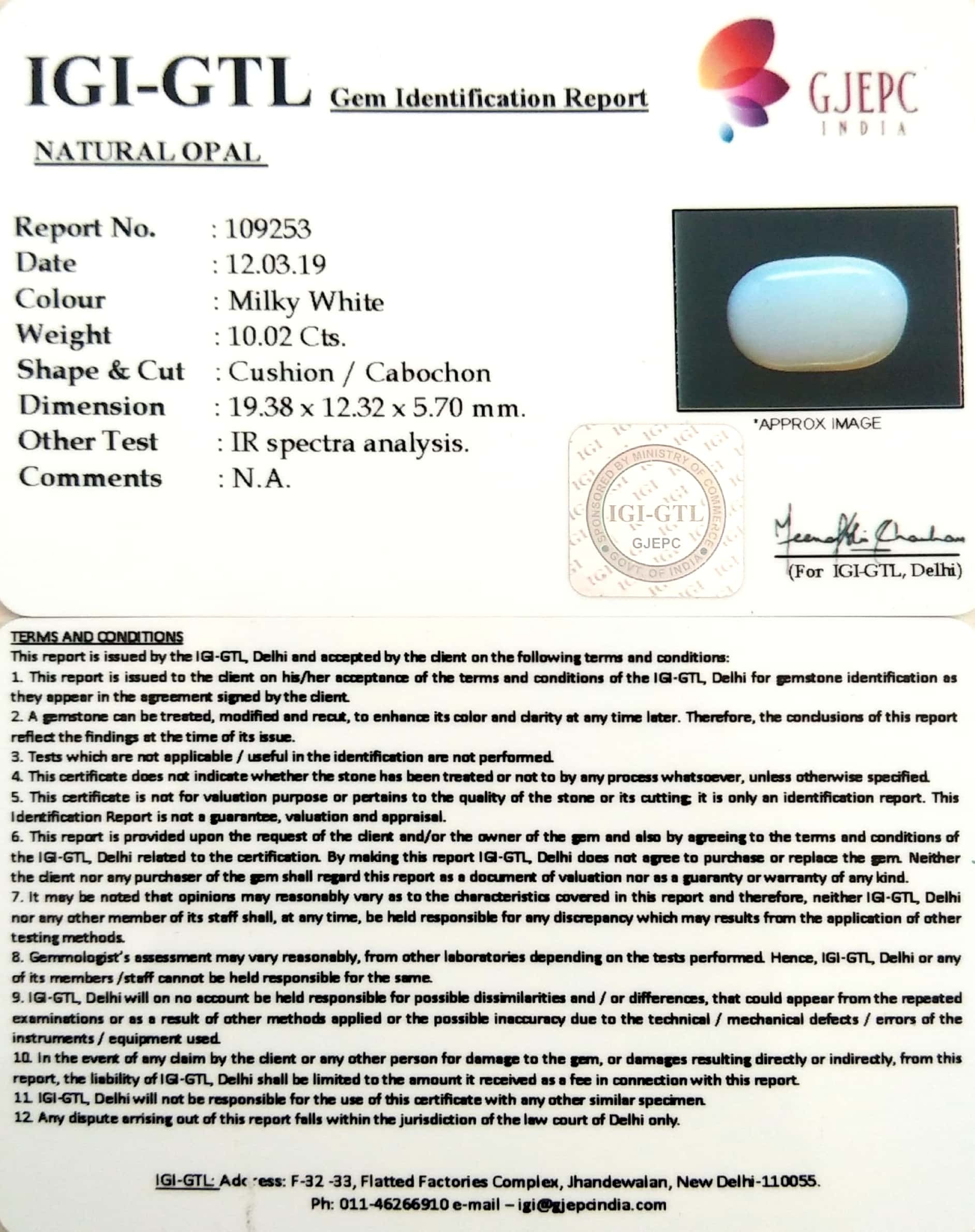 11.13 Ratti Natural fire Opal with Govt. Lab Certificate-(610)