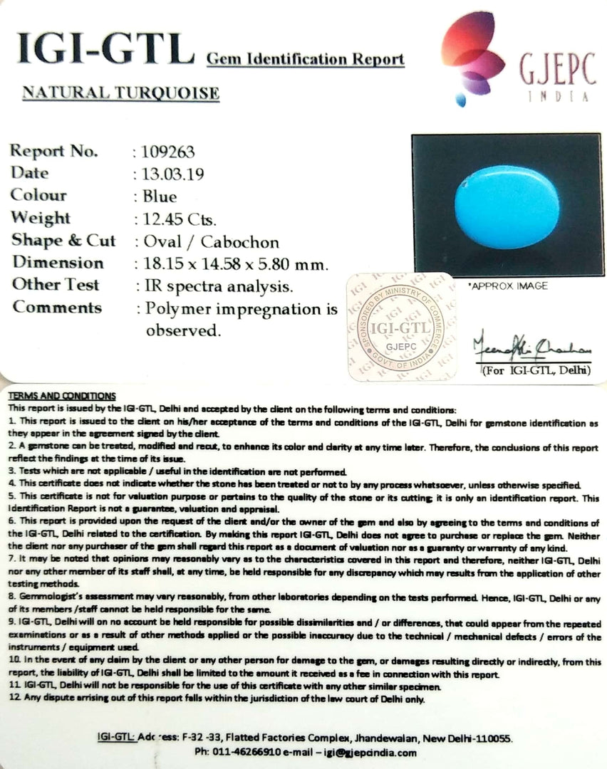 13.83 Ratti turquoise With Govt. Lab Certificate-(610)