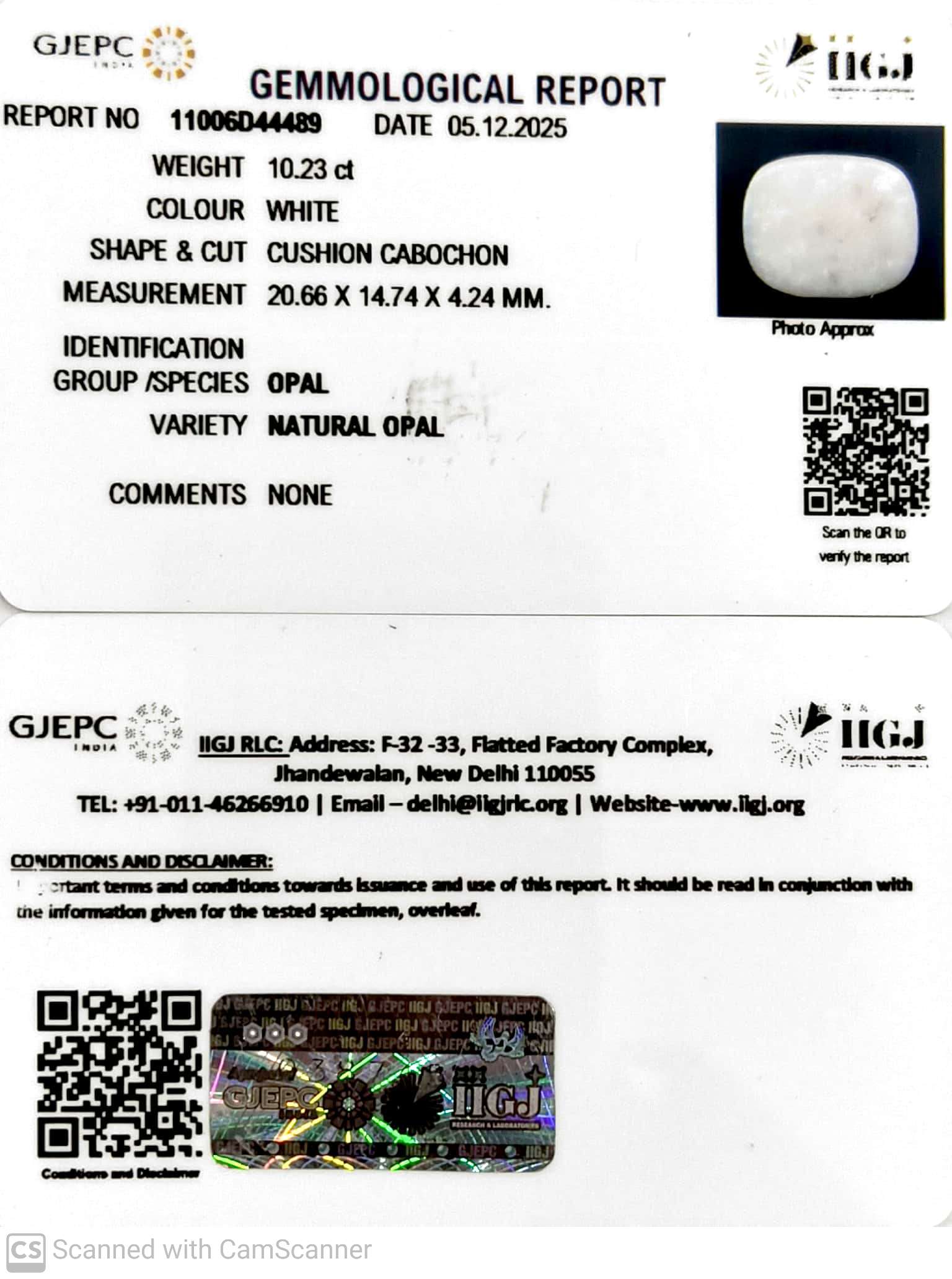 10.23/CT Natural Opal with Govt. Lab Certificate-11006D44489