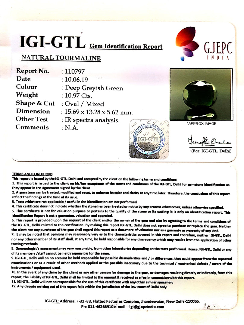 12.19 Ratti Natural Tourmaline With Govt. Lab Certificate-(1221)