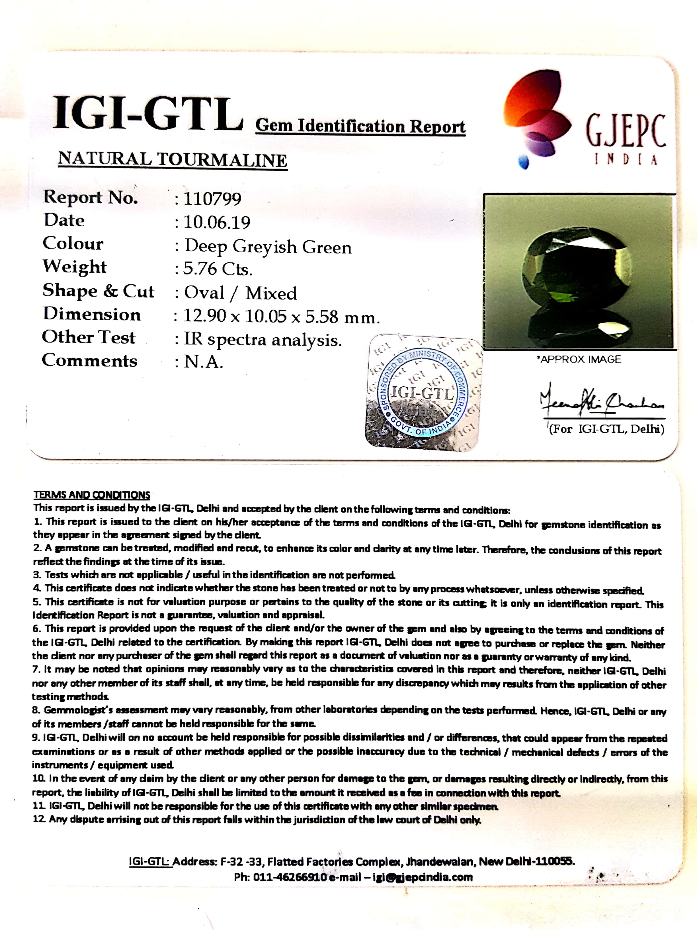 6.40 Ratti Natural Tourmaline With Govt. Lab Certificate-(1221)