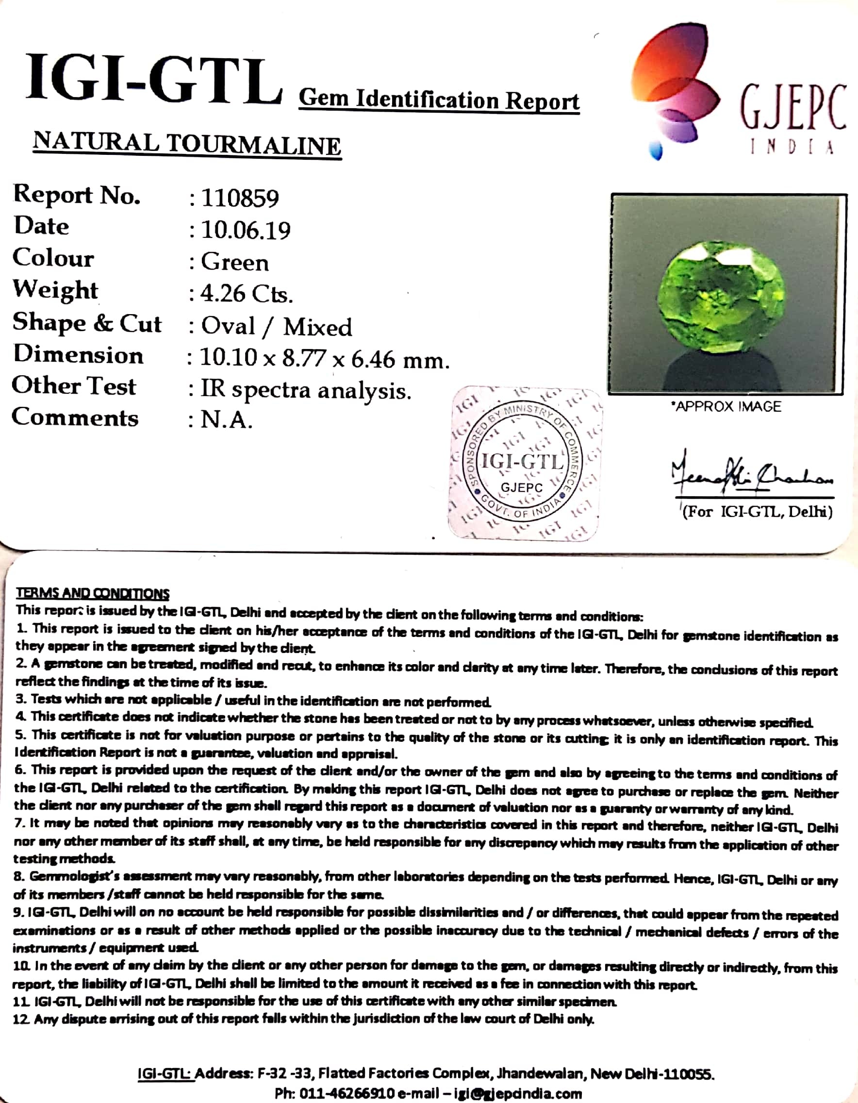 4.73 Ratti Natural Peridot With Govt.Lab Certificate-(4551)