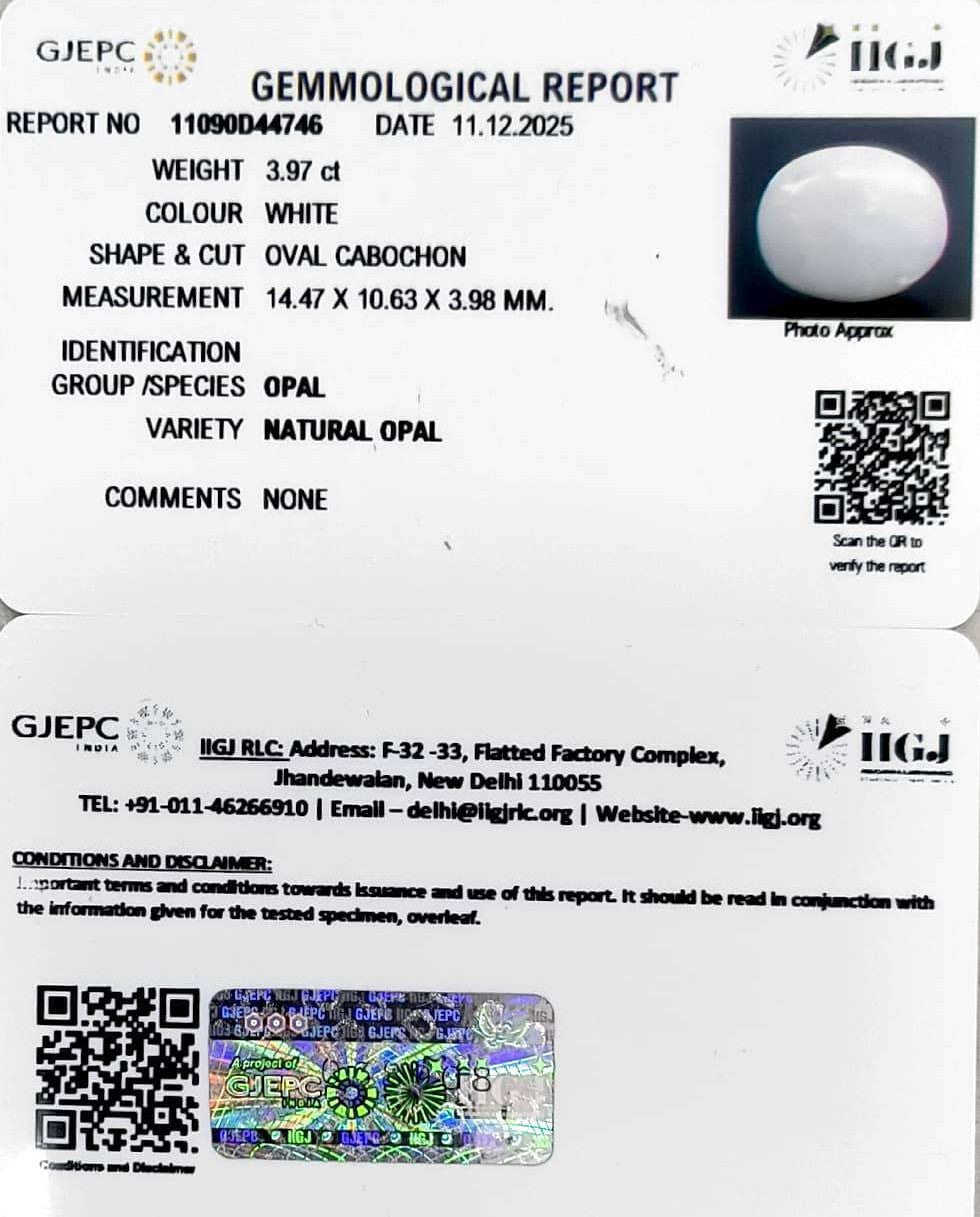 3.97/CT Natural Opal with Govt. Lab Certificate-11090D44746