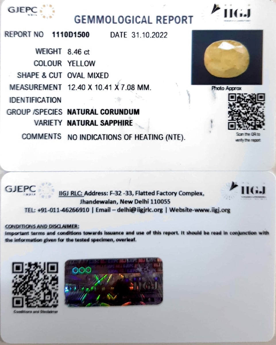 8.46/CT Natural Ceylonese Pukhraj with Govt Lab Certificate-6771