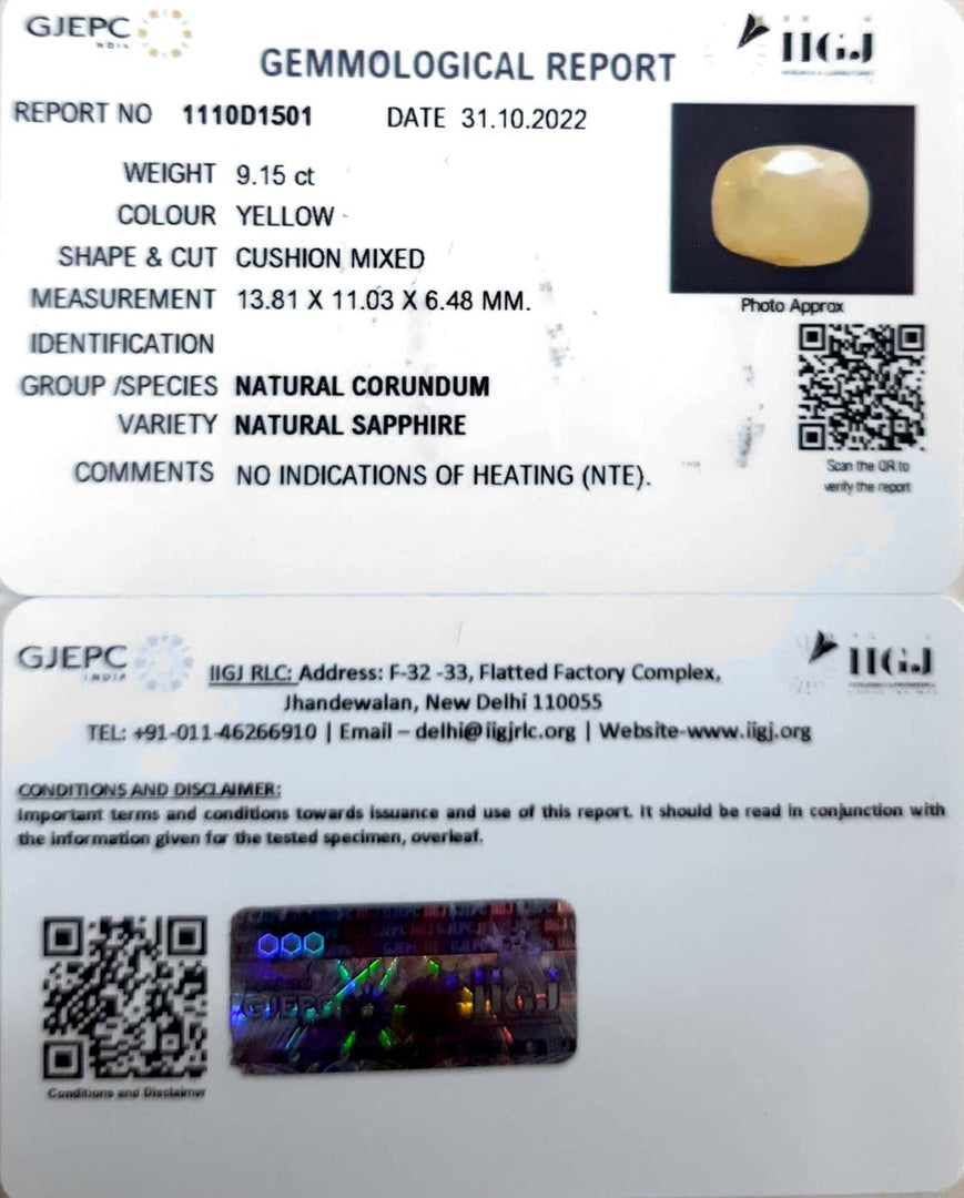 9.15/CT Natural Ceylonese Pukhraj with Govt Lab Certificate-6771