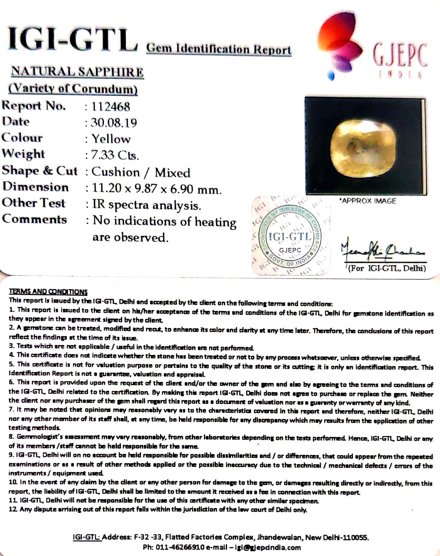 8.14 Ratti Natural Yellow Sapphire with Govt Lab Certificate-(6771)