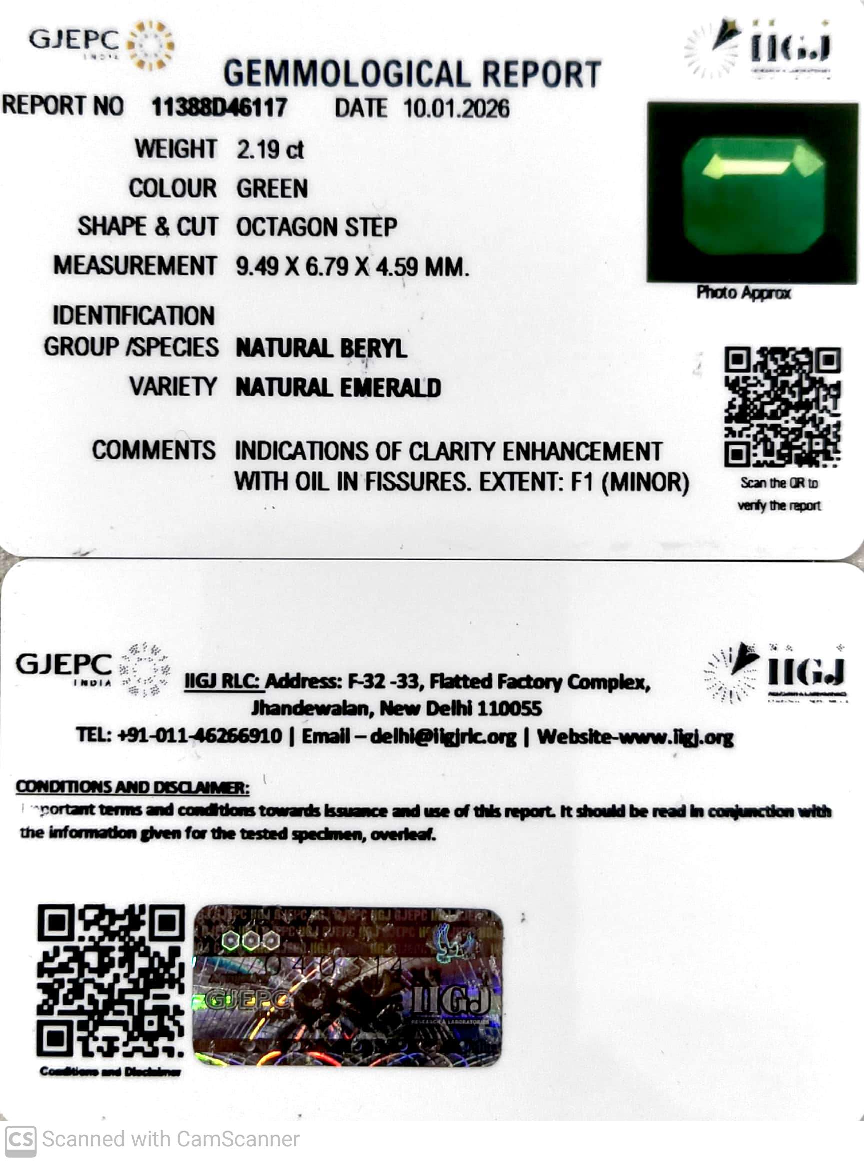 2.19/CT Natural Panna Stone with Govt. Lab Certificate-11388D46117