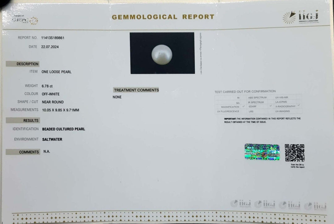 6.78/CT South Sea Pearl with Govt. Lab Certificate-1550